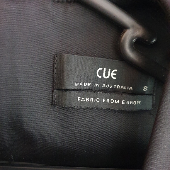 NWOT Cue  tuxedo midi pencil Dress Black Sze 8 sleeve Cotton slit office formal - Picture 8 of 10